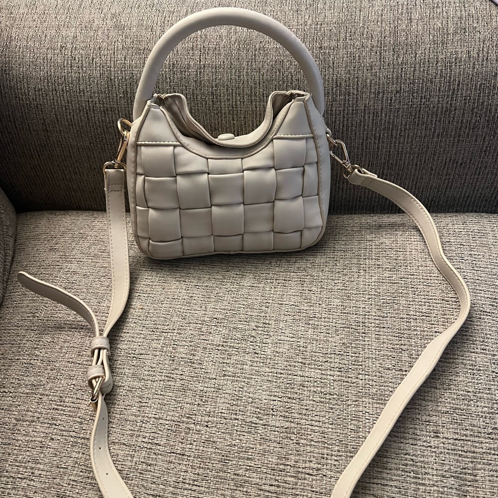 Stylish Cream Woven Handbag